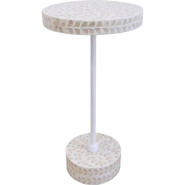 LVD Capiz Drinks Round Table Home/Lounge Display Decoration 30x61cm White