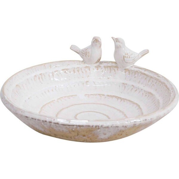 LVD Ceramic Round Bird Bath Outdoor Garden/Patios Decorative Display 33x30cm