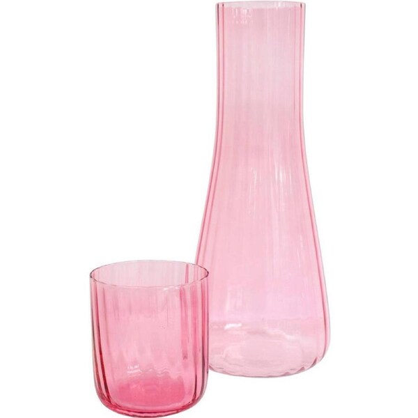 LVD Bedside Carafe & Glass Home/Kitchen Drinkware/Decorative Display 1L Pink