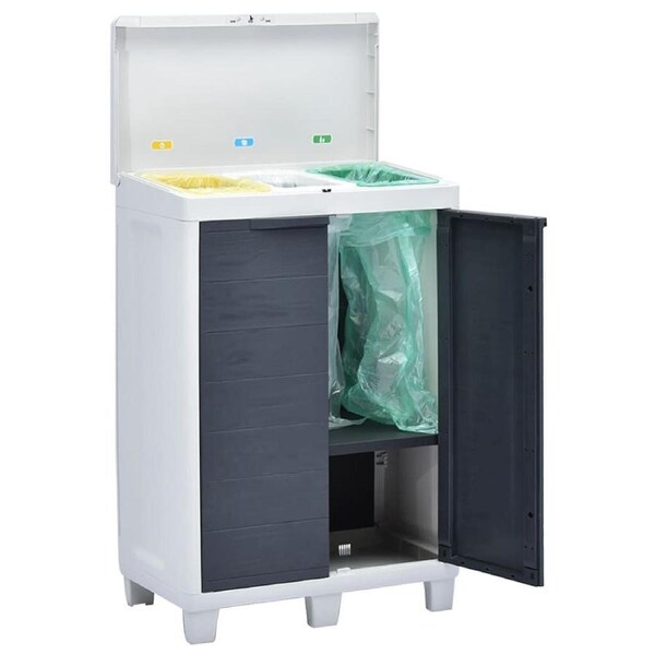 Recycling Dustbin Garden Outdoor Trash Waste Plastic Storage Bin 65x38x102cm