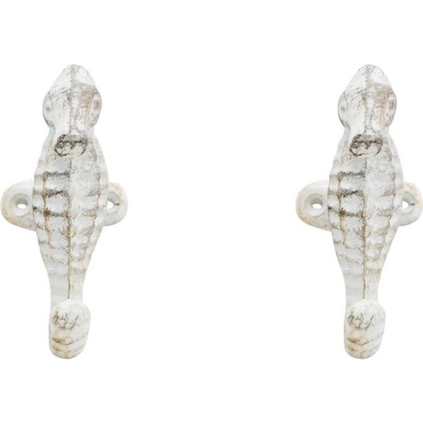 2x LVD Seahorse Hook/Hanger Wall Mounted Home/Room Decoration 5.5x12.5cm White