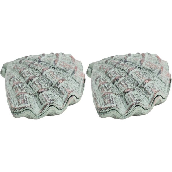 2x LVD Cast Iron Shell Keyhide Holder/Storage Home/Garden Decor 9.5x12cm Green