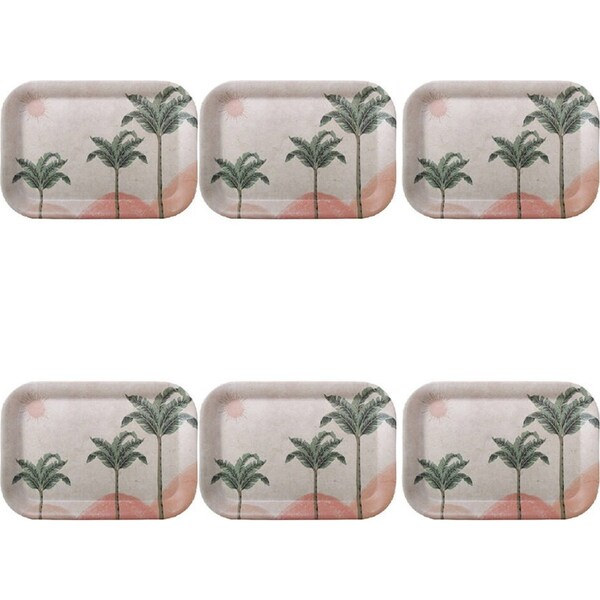 6x LVD Tray Food Serving Rectangle Home/Kitchen Serveware 30x21cm Havana Palm