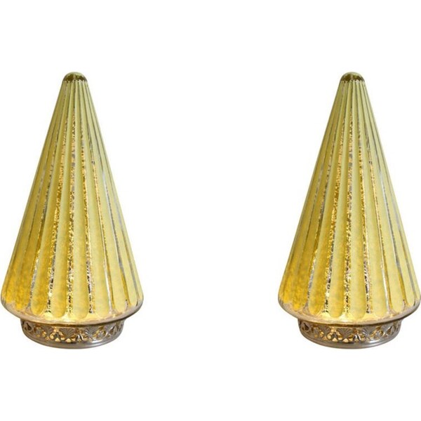 2x LVD Glass/Metal Lantern LED Tree 19.5cm Christmas Tabletop Decor Lemonade