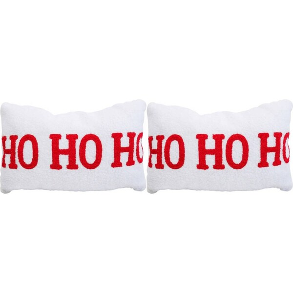 2x LVD Furry Ho Ho Ho Cushion Pillow Christmas Bedding/Sofa Decor 35x55cm Rect
