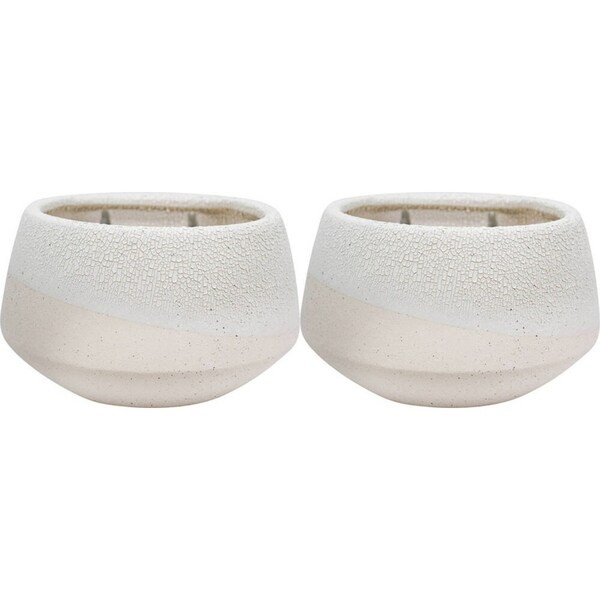 2x LVD Ceramic Wall Planter Arizona Plant/Flower Pot Round Large 21x13cm White