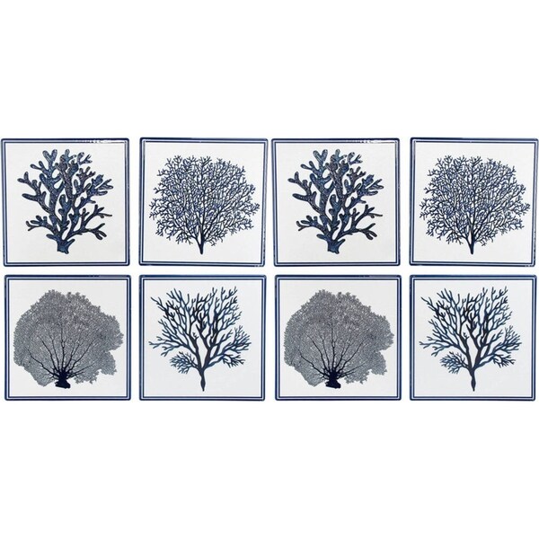 8pc LVD Ceramic Coasters Home/Dining Table Protector Square 9x9cm Classic Coral