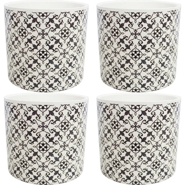 4x LVD Ceramic Planter Abaca Home/Garden Decor Plant/Flower Pot 13x13cm Round