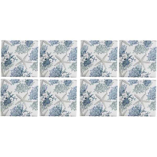 8pc LVD Ceramic Coasters Home/Dining Table Protector Square 9x9cm Coastal