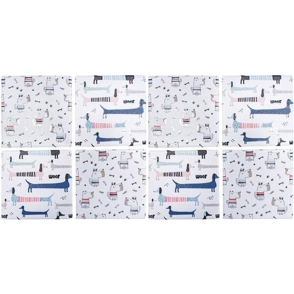 8pc LVD Ceramic Coasters Home/Dining Table Protector Square 9x9cm Doggos