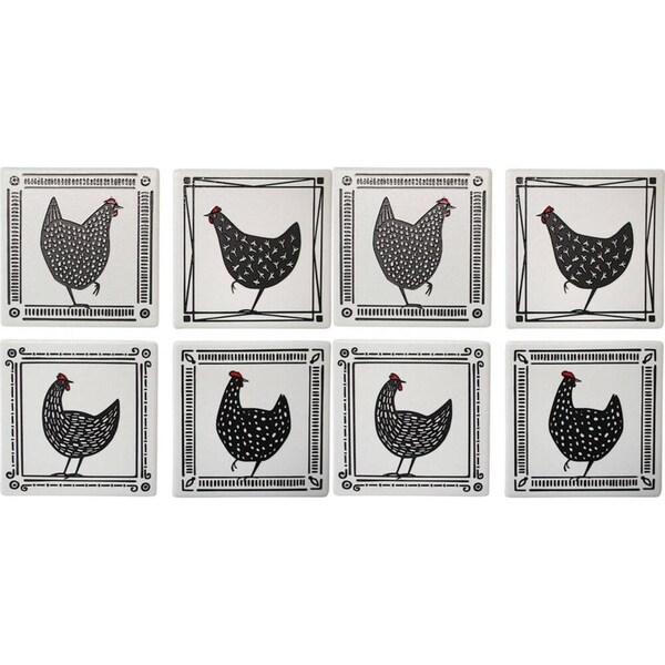 8pc LVD Ceramic Coasters Home/Dining Table Protector Square 9x9cm Cluckers