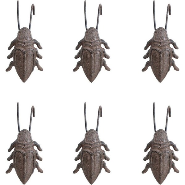 6x LVD Cast Iron Pot Hanger Beetle Home/Garden Decor Planter Display 4x9cm Brown