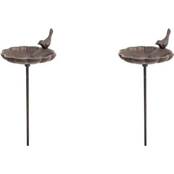 2x LVD Cast Iron Spike Bird Feeder Fleur Home/Garden Decor Display 15x79cm Brown