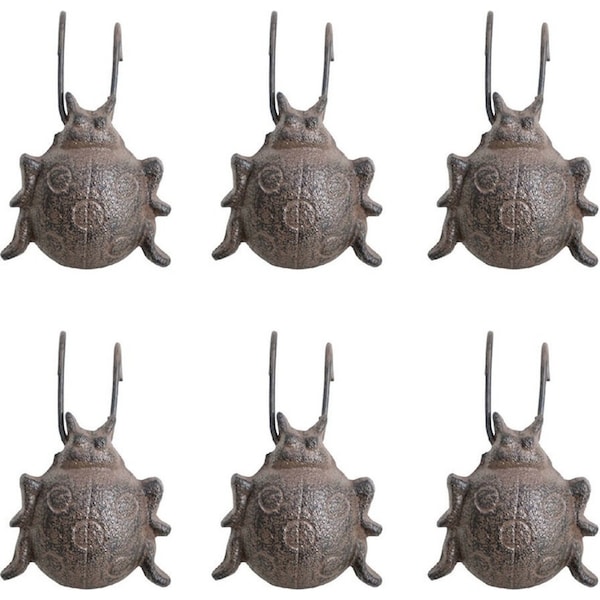 6x LVD Cast Iron Pot Hanger Ladybug Home/Garden Decor Planter 5x8cm Brown