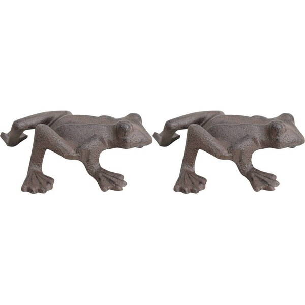 2x LVD Cast Iron Frog Sir Croaks Home/Garden Decor Outdoor Display 18x13cm Brown