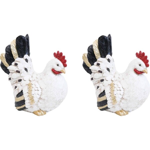 2x LVD Sitting Chicken Resin Sculpture Figurine Home/Garden Decor 17cm White