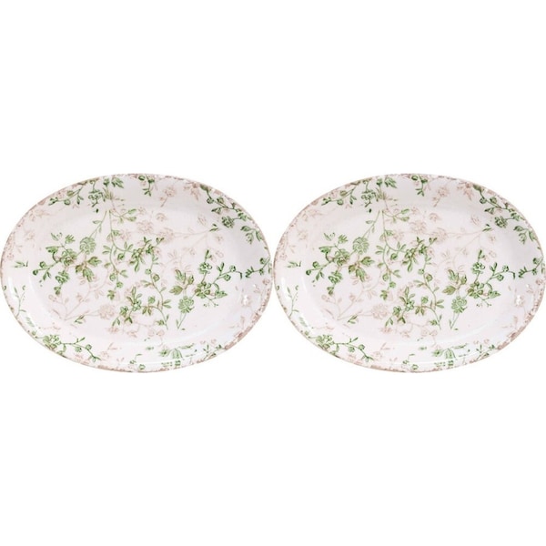 2x LVD Ceramic Plate Home/Kitchen Table Decor Dinnerware 23.5x23.5cm Evergreen