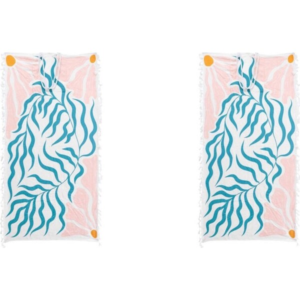 2x LVD Kids Microfibre Beach Towel In Bag Quick-Drying 70x140cm Pretty Reef