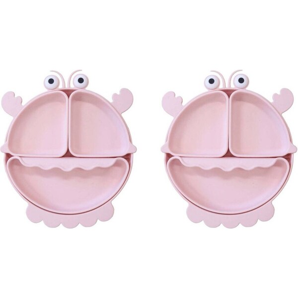 8pc LVD Silicone Bowl Set Kids/Baby Feeding Dinnerware 27cm Pink Crabulous