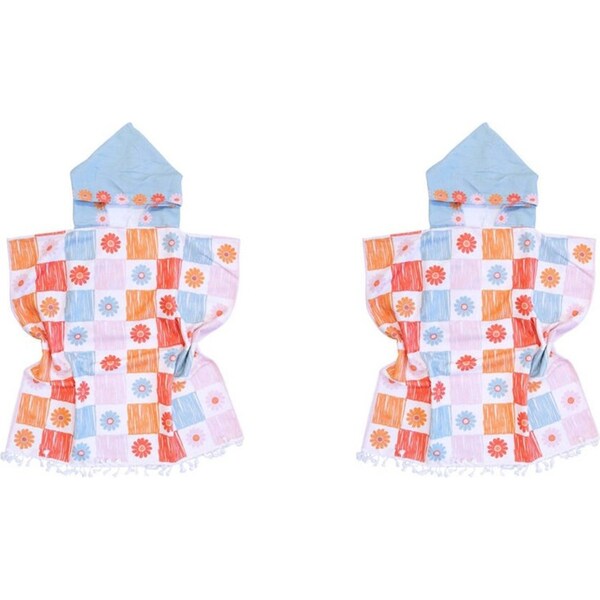 2x LVD Kids Microfibre Poncho Towel w/ Bag Quick-Dry Bath/Beach 70cm Crayon