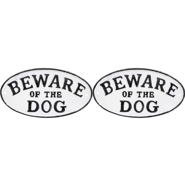 2x LVD Sign Beware Dog Wall Mount Outdoor Garden/Patios Display Decor 23x12.5cm