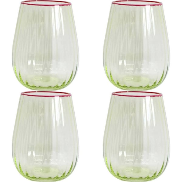4x LVD Water Glass Barware/Drinkware Decorative Display 540ml Prickly Pear
