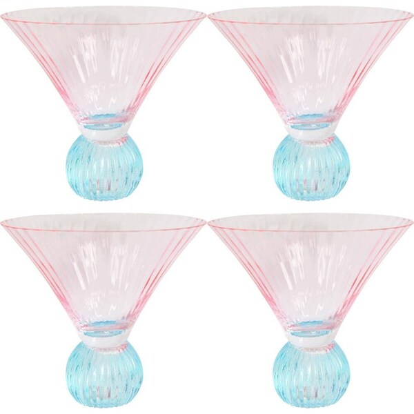 4x LVD Bubble Ball Cocktail Dessert Barware/Glassware Decor 12.6cm Pink Turq