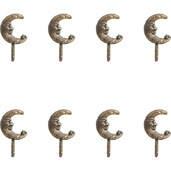 8x LVD Cast Iron Wall Hook Hanger Home Organiser Decor 9x16cm Celestial Moon
