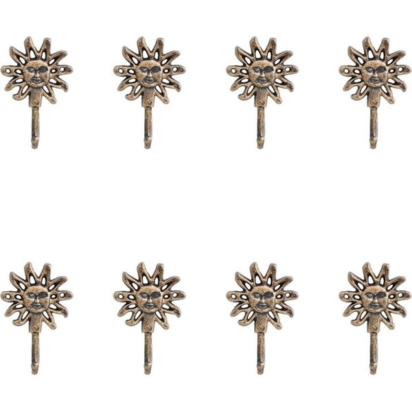 8x LVD Cast Iron Wall Hook Hanger Home Organiser Decor 11x16cm Celestial Sun