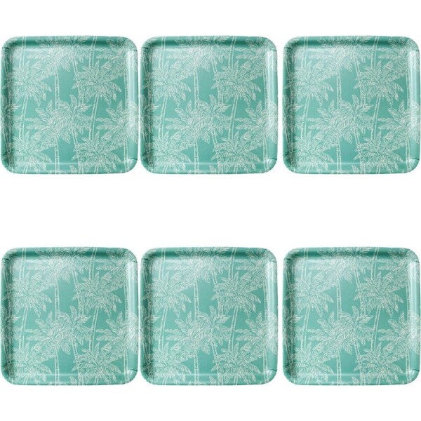 6x LVD Bamboo/Melamine Serving Dish Tray Home/Kitchen Decor 33x33cm Square Palm