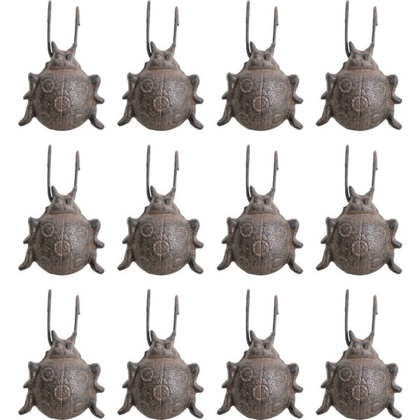 12x LVD Cast Iron Pot Hanger Ladybug Home/Garden Decor Planter 5x8cm Brown