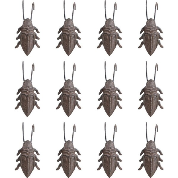 12x LVD Cast Iron Pot Hanger Beetle Home/Garden Decor Planter 4x9cm Brown