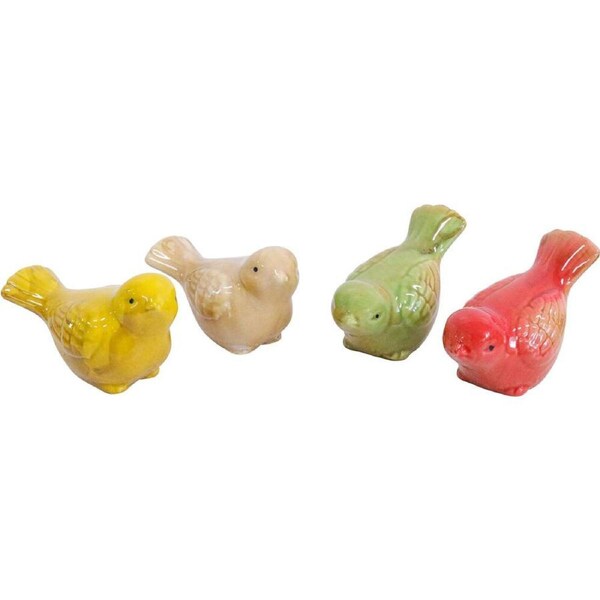 4pc LVD Coloured Birds Ceramic Figurine Home/Garden Ornament Decor 9cm