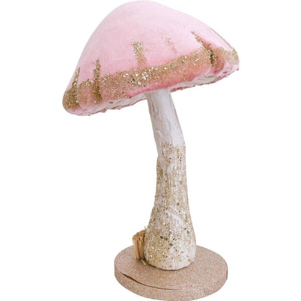 LVD Fairy Toadstool Figurine Ornament Home Decor Large Velvet 26cm Pink