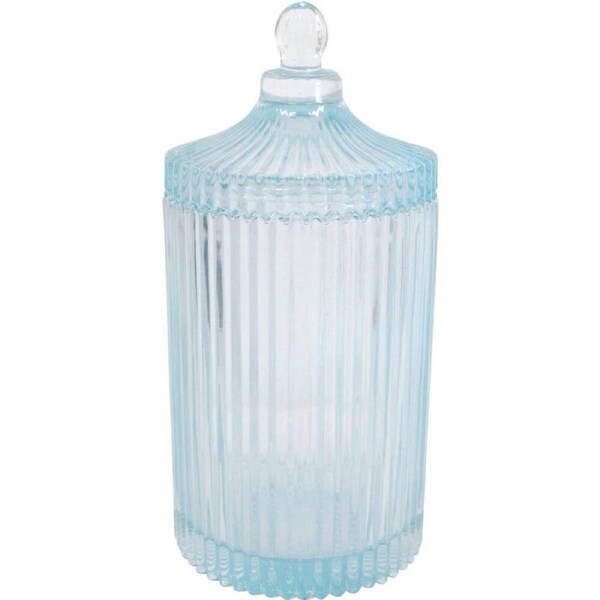 LVD Glass Trinket Box Storage Home Tabletop Decor Tall Round 22cm Theo Sky