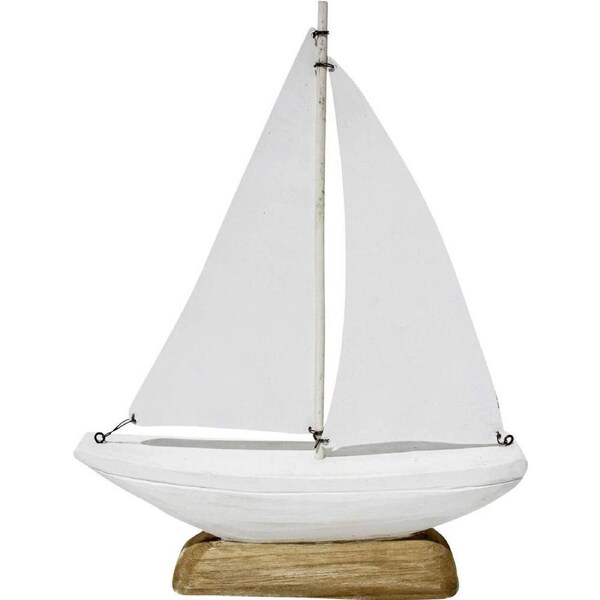 LVD Drift Sail Boat Figurine Home/Office Tabletop Display Decor 34cm White