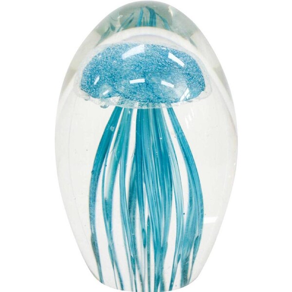 LVD Glass Jellyfish Figurine Medium Home/Office Tabletop Decor 6x12cm Aqua