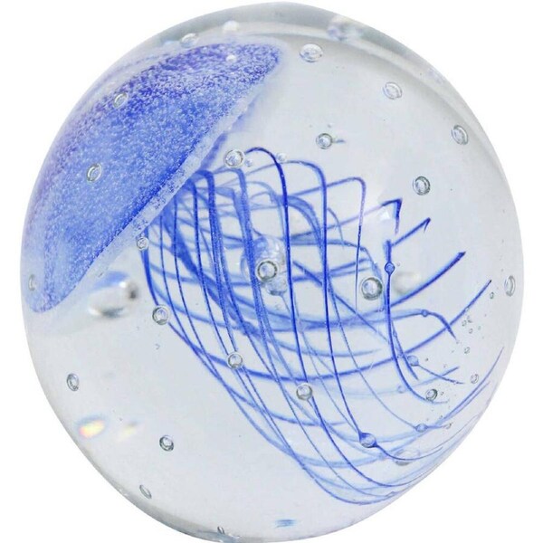 LVD Glass Jellyfish Figurine Home/Office Tabletop Ornament Decor 8x8cm Navy