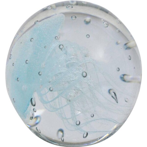 LVD Glass Jellyfish Figurine Home/Office Tabletop Ornament Decor 8x8cm Sky