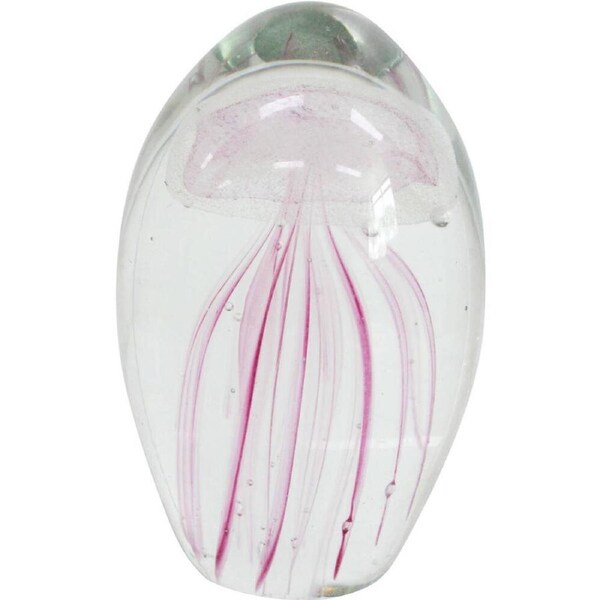 LVD Glass Jellyfish Figurine Medium Home/Office Tabletop Decor 6x12cm Pink
