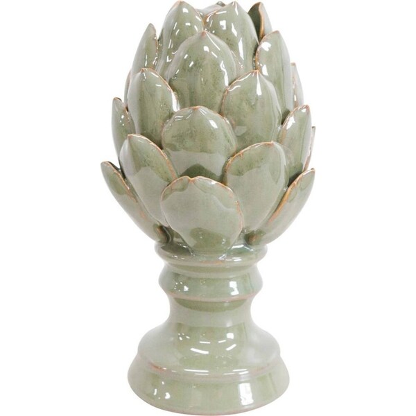 LVD Ceramic Artichoke Decoration Home/Office Tabletop Decor Tall 10x19cm Sage