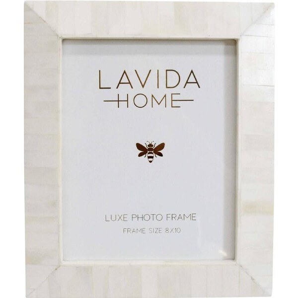 LVD 8x10 Picture/Photo Frame Tapered Bone/MDF Home/Room Tabletop Decor White