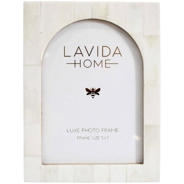 LVD 5x7 Picture/Photo Frame Arch Bone/MDF Home/Room Tabletop Decor White