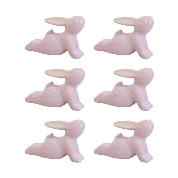 6x LVD Yoga Bunny A Ceramic Figurine Home/Lounge Ornament Decor 8.5cm Pink