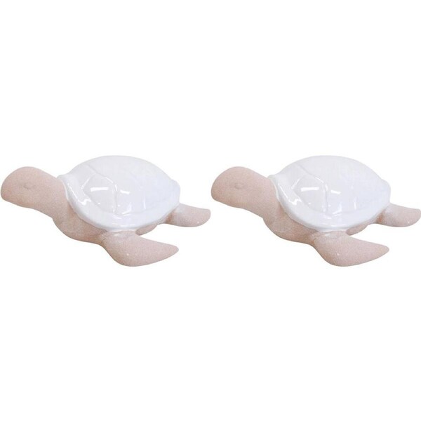 2x LVD Turtle Ceramic Figurine Home/Lounge Ornament Tabletop Decor 21cm Natural