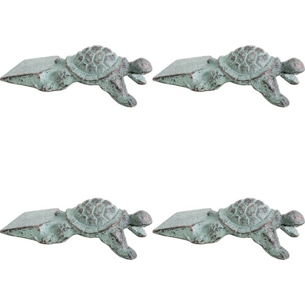 4x LVD Doorstop Turtle Cast Iron Door Stopper Home/Office Decor 13cm Green