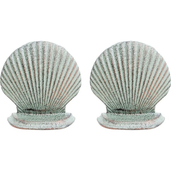 2x LVD Doorstop Shell Cast Iron Door Stopper Home/Office Decor 11.5cm Green
