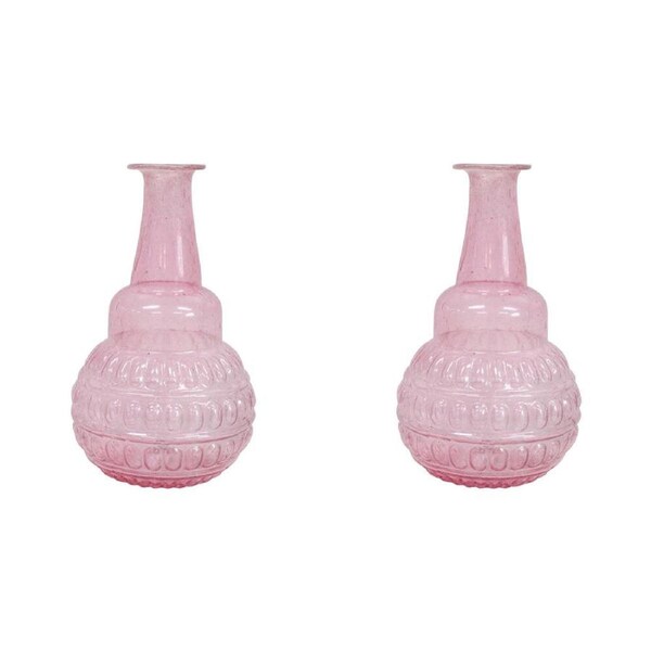 2x LVD Bud Vase Bubble Glass Home/Lounge Tabletop Boho Decor Large Pink Gin
