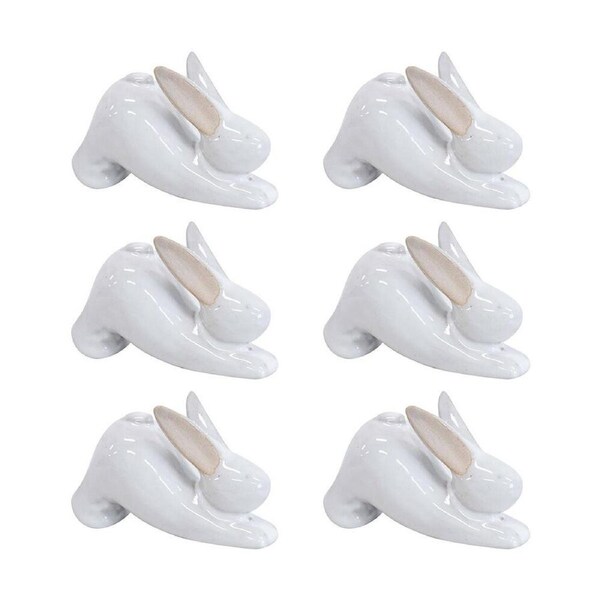 6x LVD Yoga Bunny B Ceramic Figurine Home/Lounge Ornament Decor 7.5cm White