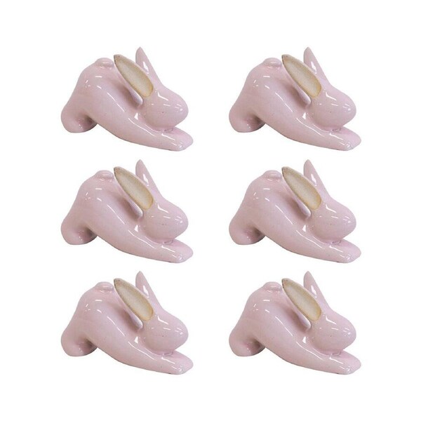 6x LVD Yoga Bunny B Ceramic Figurine Home/Lounge Ornament Decor 7.5cm Pink